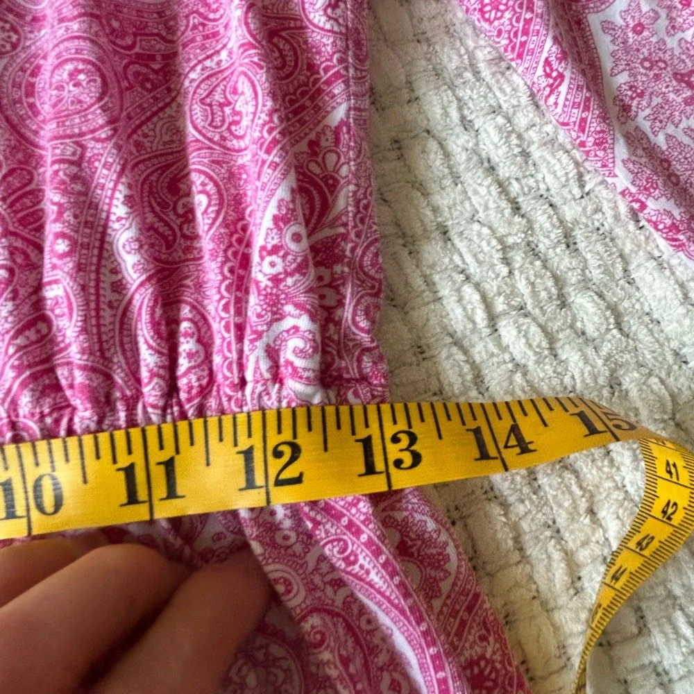 Ralph Lauren 12/14 drop waist dress in pink/white paisley print. Long sleeve